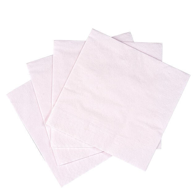 Serviette carr&eacute; unie rose p&acirc;le 2 plis en papier x50
