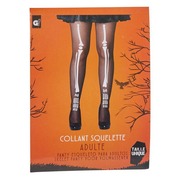 Collant Halloween squelette adulte Taille unique