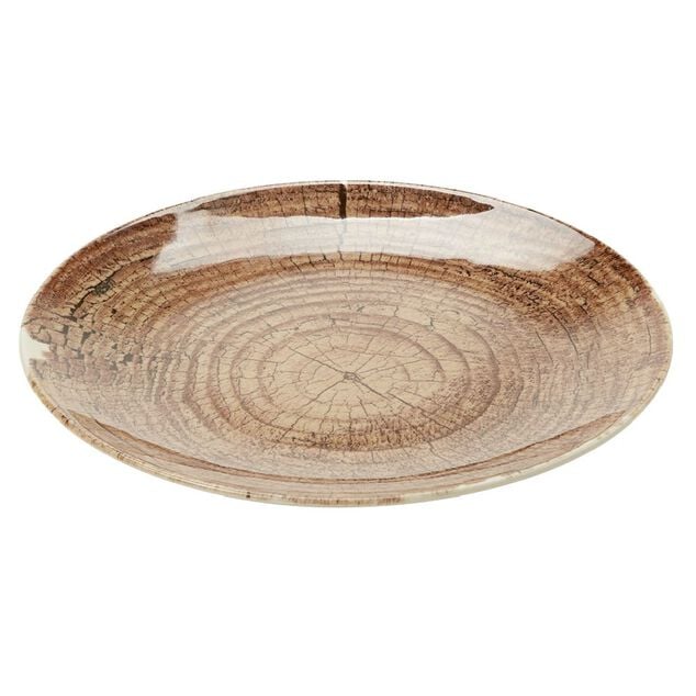 Assiette plate en fa&iuml;ence imitation bois &Oslash;25 cm