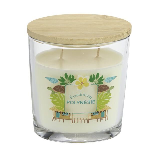 Bougie parfum&eacute;e Ambiances Devineau 2 m&egrave;ches Polyn&eacute;sie senteur mono&iuml; 30H