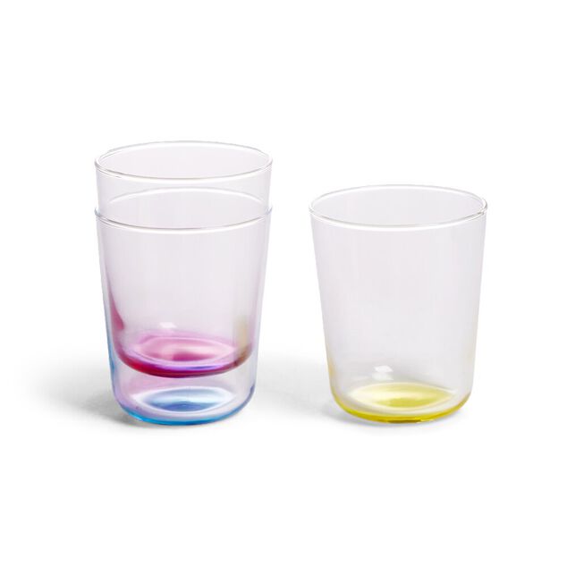 Lot de 6 verres 31cl transparents avec fond color&eacute;