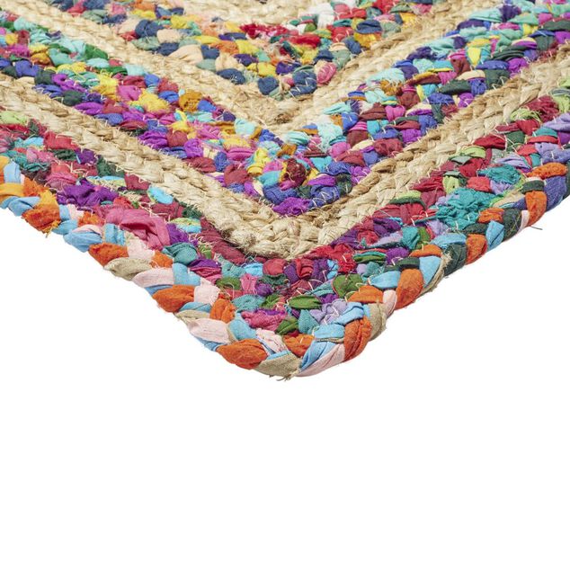 Tapis rectangulaire jute et coton Chindi multicolore 120x170cm