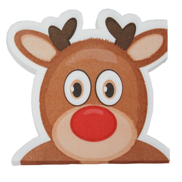 Serviette en papier forme renne de No&euml;l x12