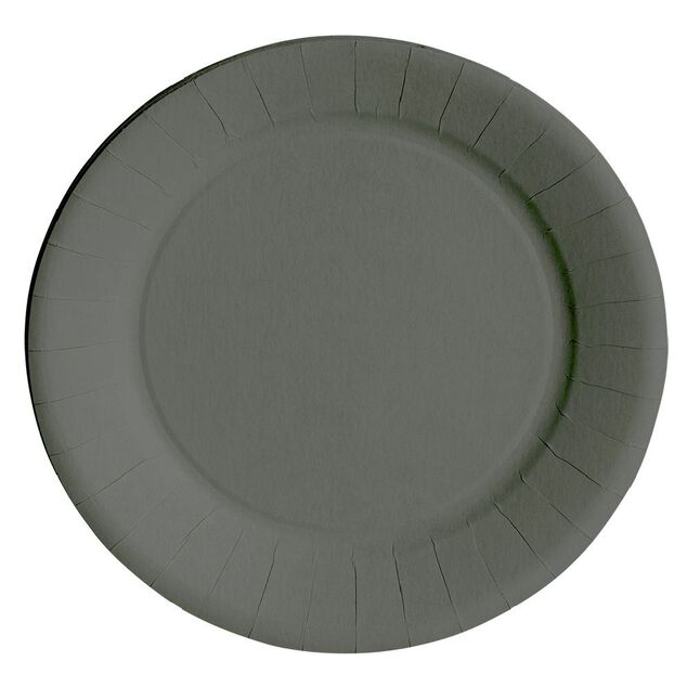 Lot de 10 assiettes en carton gris &Oslash;23 cm
