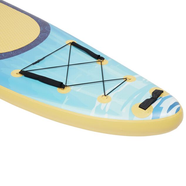 Planche paddle gonflable 1 personne motif corail jaune et bleu 320x81x&Eacute;p15cm