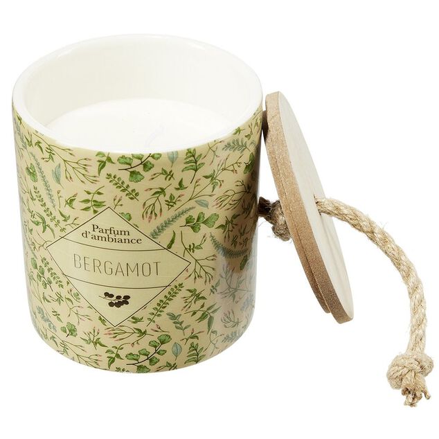 Bougie dans pot c&eacute;ramique design v&eacute;g&eacute;tal