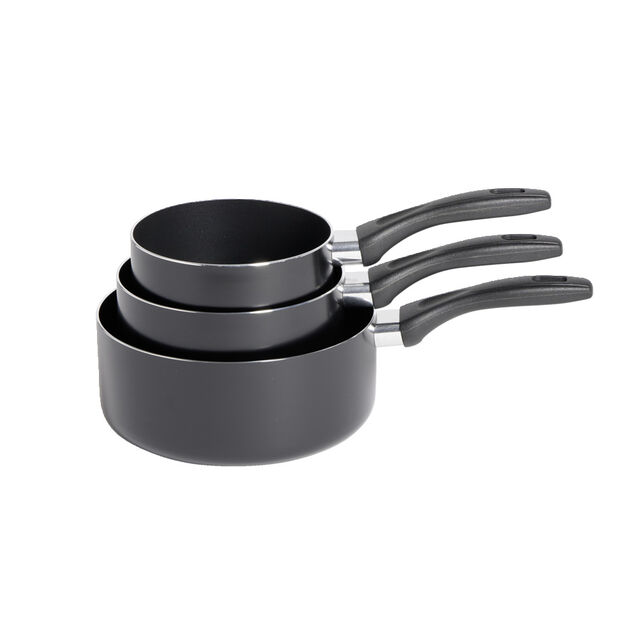 Lot de 3 casseroles tous feux sauf induction aluminium noir &Oslash;14/16/20cm