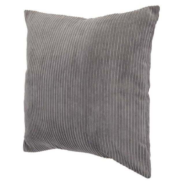 Housse de coussin imitation velours 40x40cm gris &agrave; rayures