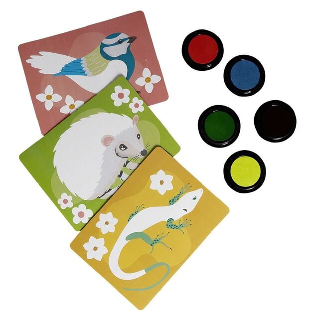 Activité peinture doigt avec 3 cartes à motif animal