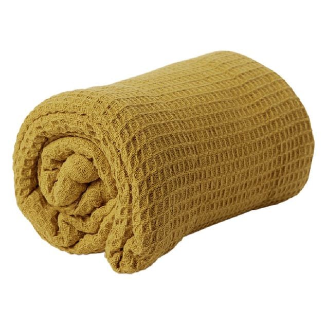 Plaid coton gaufré 130x160cm jaune