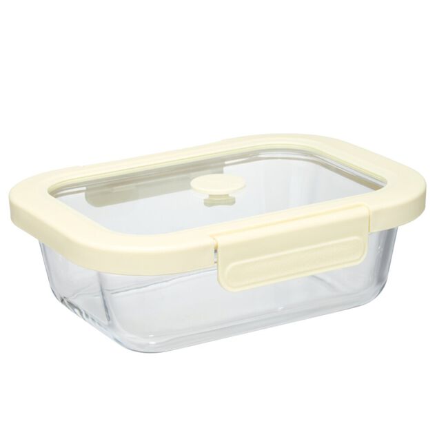 Bo&icirc;te de conservation verre et plastique blanc 650ml