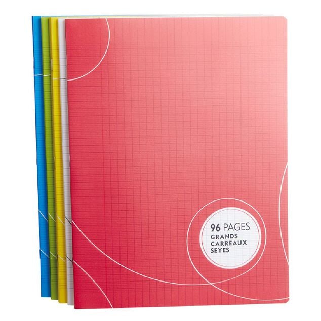 Cahier grands carreaux couverture rigide 96 pages 24x32cm x5