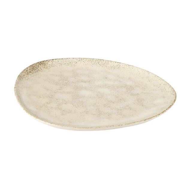 Assiette plate fa&iuml;enceTrior forme organique beige 26x30cm