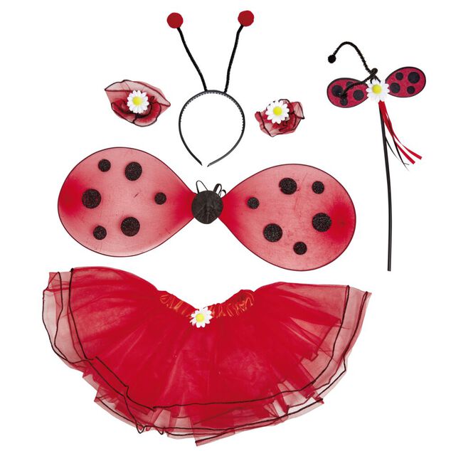 D&eacute;guisement enfant Coccinelle rouge noir antennes ailes jupe