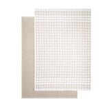 Lot de 2 torchons rectangulaires 50x70cm 100% coton blanc et beige