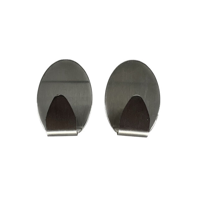 Crochet adh&eacute;sif acier x2 &Oslash;2,5cm gris