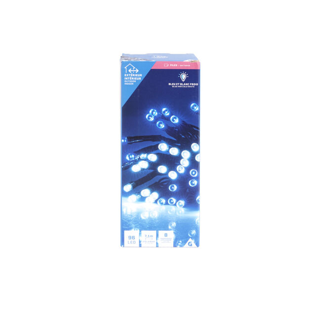Guirlande lumineuse ext&eacute;rieur 96LED bleu et blanc froid 7,1m