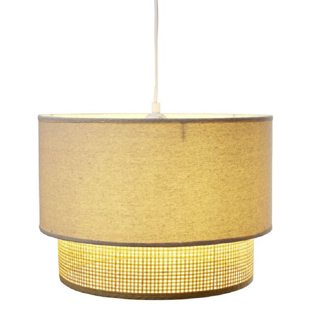 Suspension ronde 2 niveaux bambou blanc &Oslash;35xH115cm