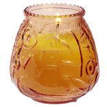 Bougie citronnelle pot en verre color&eacute; motif relief 63H - &Oslash;9xH9,5cm