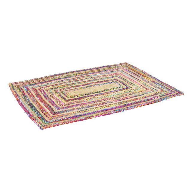 Tapis rectangulaire jute et coton Chindi multicolore 120x170cm