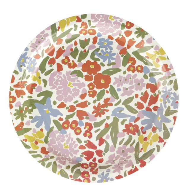 Assiette carton x8 motif fleuri &Oslash;23cm (2 mod&egrave;les)