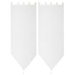 Vitrage &agrave; pattes voile uni blanc finition pointe pompon 60x160 cm x2