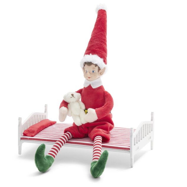 Lit et ours en peluche pour lutin farceur L22x12x7,5cm