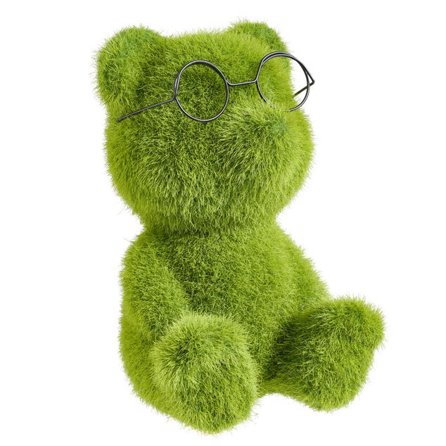 Ours en gazon synth&eacute;tique vert 14x14xH20cm