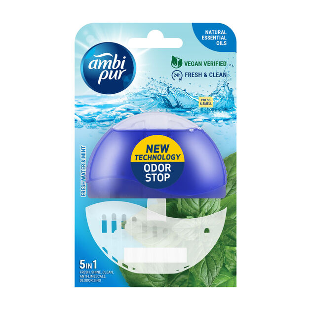 Bloc WC Ambi Pur 5 en 1 parfum eau fra&icirc;che et menthe - 55 ml