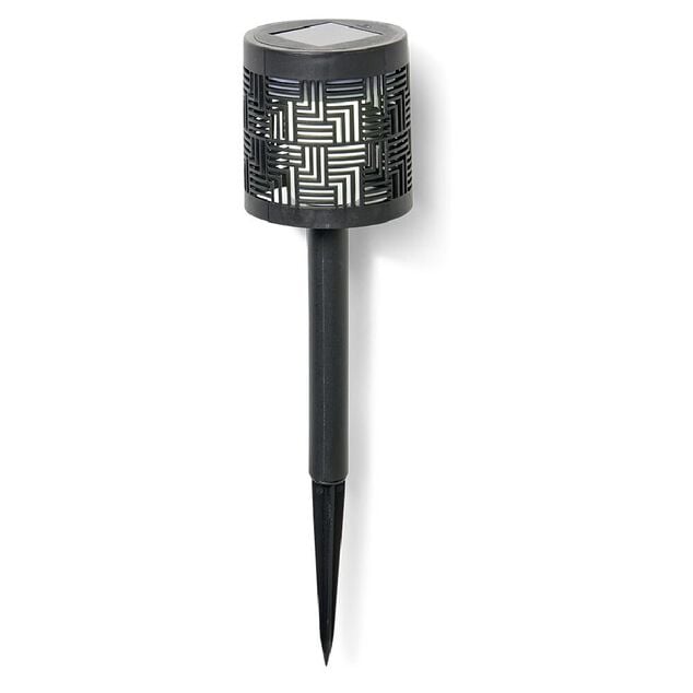Borne solaire plastique ajour&eacute; noir H36,5cm