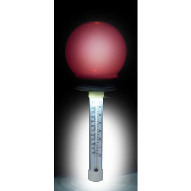 Thermom&egrave;tre piscine solaire boule lumineuse changement de couleur &Oslash;8xH23cm