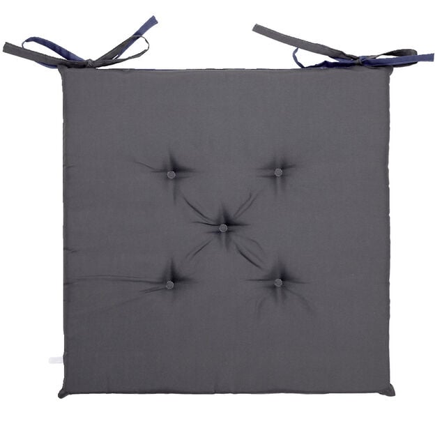 Galette de chaise carr&eacute;e 40x40cm r&eacute;versible bleue et grise