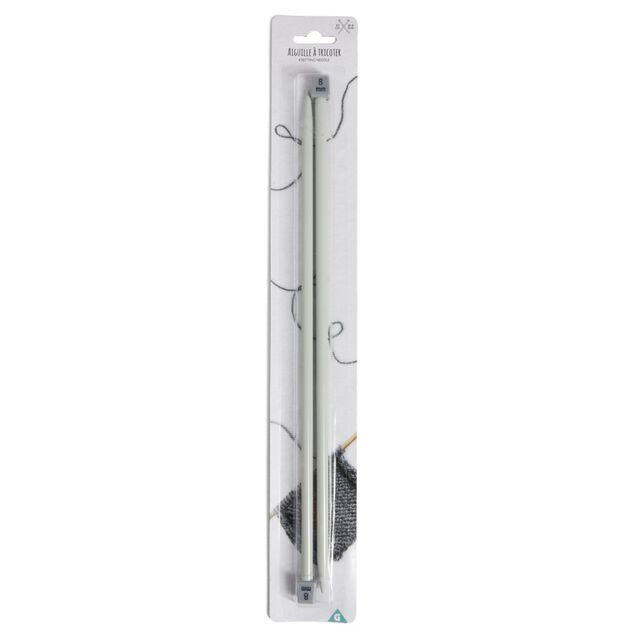 Aiguille &agrave; tricoter en aluminium &Oslash;8mm et L35cm