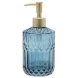 Distributeur de savon en verre effet cristallin bleu &Oslash;8xH17,5cm