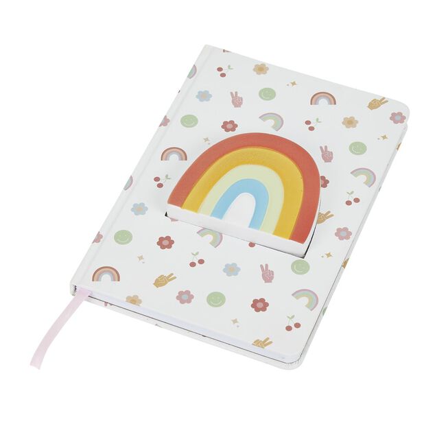 Carnet avec bloc-notes arc-en-ciel 80 feuilles