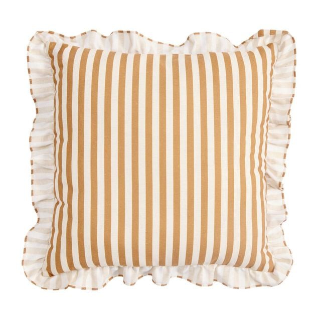 Coussin carr&eacute; Indie imprim&eacute; contour &agrave; volants 45x45cm (2 mod&egrave;les)