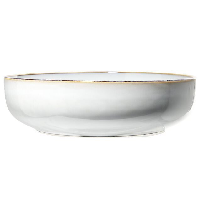 Saladier bas en fa&iuml;ence bleu bord fonc&eacute; &Oslash;23xH7cm