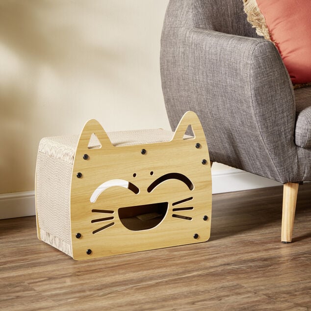 Maisonnette avec grattoir et couchage pour chat - 44x25xH38cm