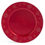Sous assiette ronde plastique rouge rebord flocon &Oslash;33cm
