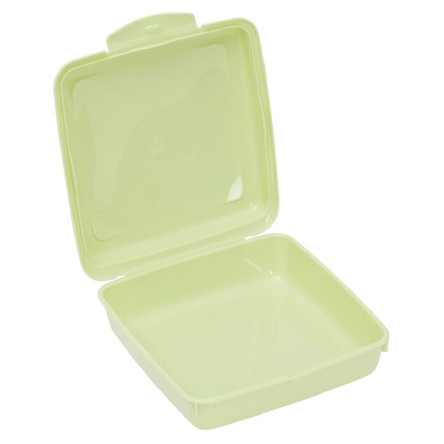 Boîte à goûter carrée plastique vert 15x14,5xH5cm