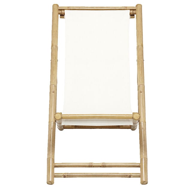 Chilienne pliante Laos bambou et tissu beige 121x60xH67cm