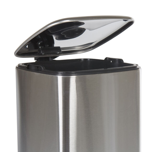 Poubelle p&eacute;dale gris m&eacute;tallis&eacute; 30L