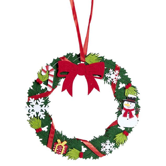 Couronne Noël feutrine à suspendre H25 cm