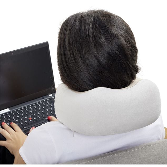 Oreiller de massage gris et blanc 2 points de stimulation