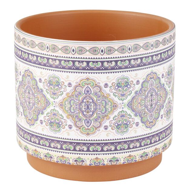 Pot en terre cuite imprimée Ø14xH12cm (4 modèles)