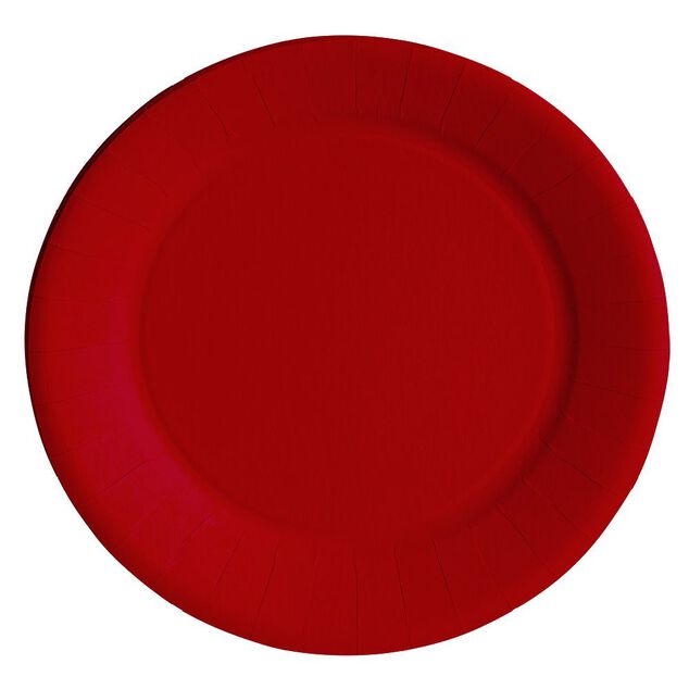Lot de 10 assiettes en carton rouge &Oslash;23 cm