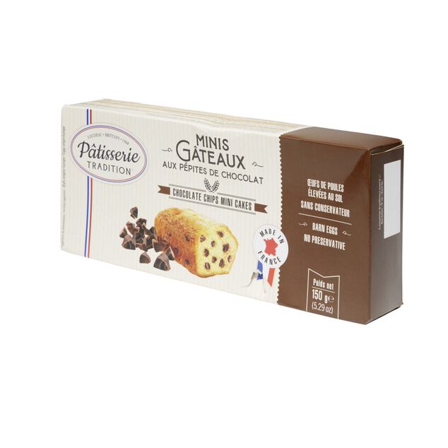 Minis g&acirc;teaux p&eacute;pites chocolat x9 p&acirc;tisserie tradition 150g