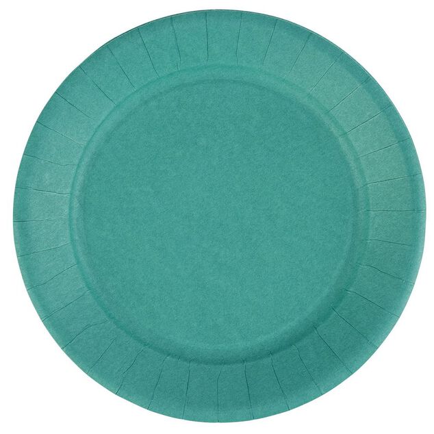 Lot de 10 assiettes en carton vert émeraude Ø23 cm