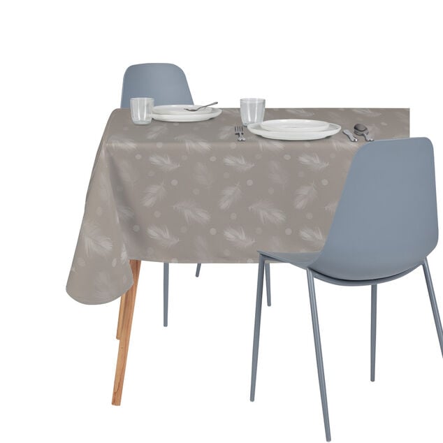 Nappe anti t&acirc;ches imprim&eacute; plume marron 140x250 cm