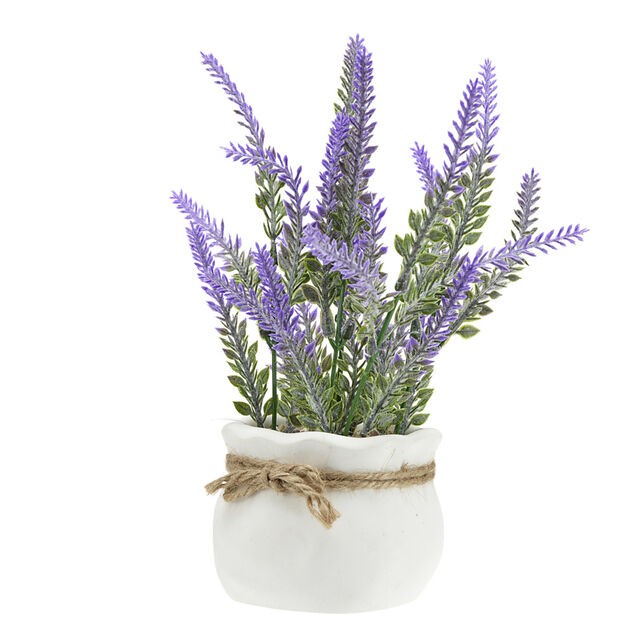 Pot de lavande artificielle en ciment &Oslash;8xH20cm